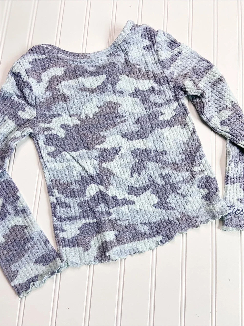 •Justice• waffle knit camo top
